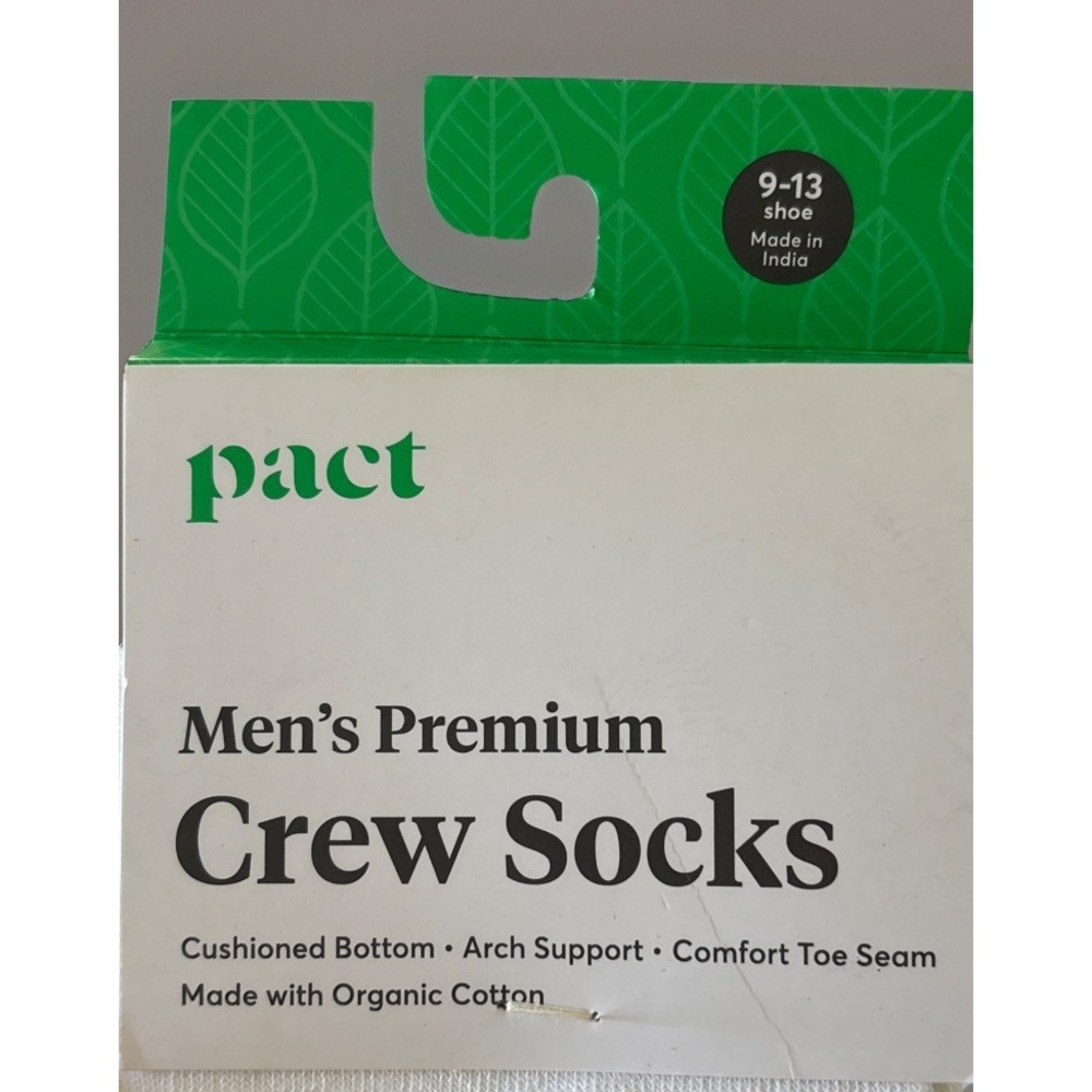 PACT Premium Crew Socks Organic Cotton Green Argyle Men 9-13 India (3 pairs) NWT